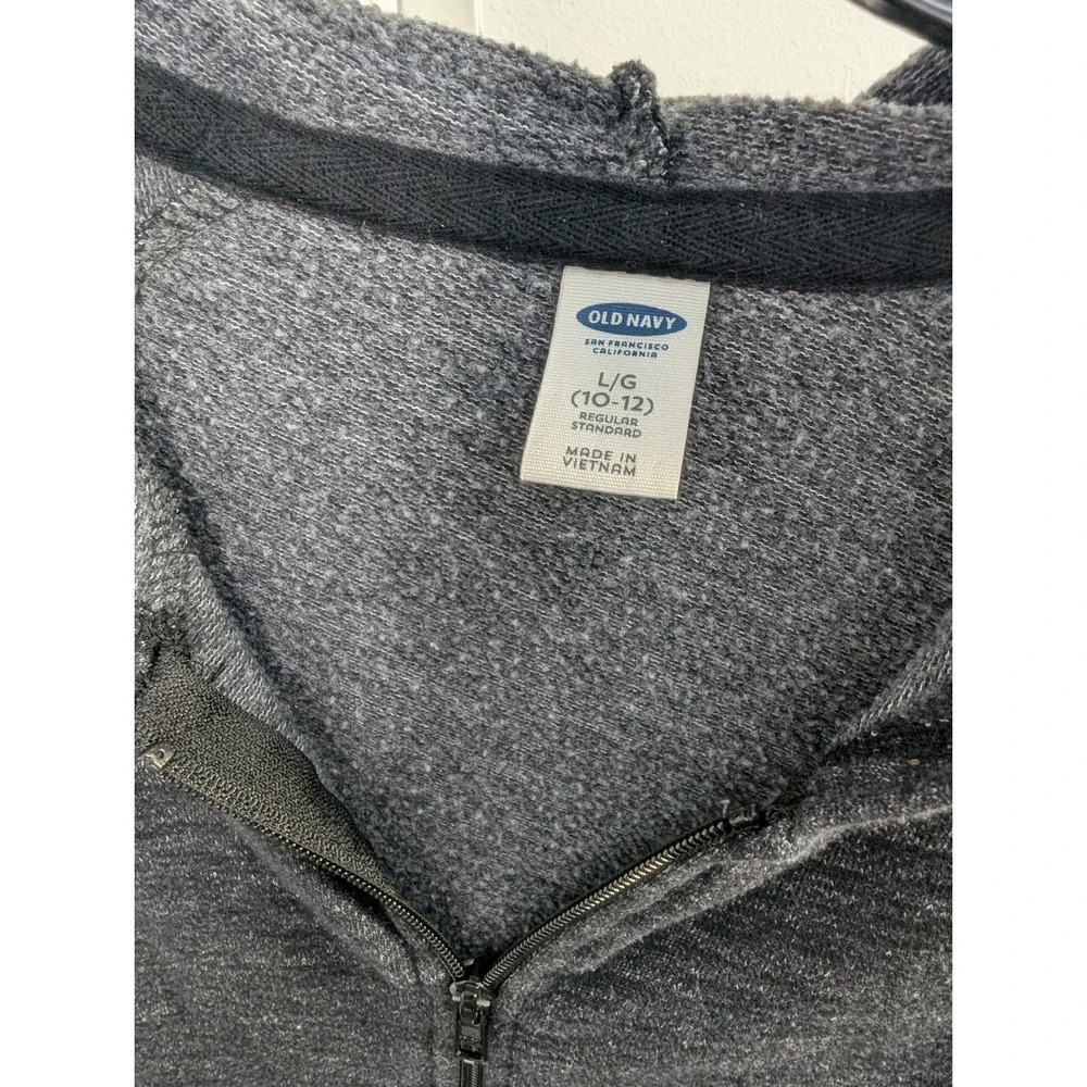 Old Navy Girl Small Gray Space Dye Full Zip Hoodie Sweatshirt Heathered S 4-6